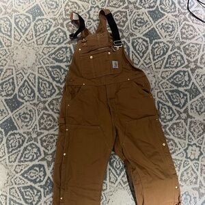 Carhartt Men's Duck Zip-to-Thigh Bib Overall/Quilt Lined